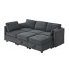 109*54.7" Chenille Modular Sectional Sofa,U Shaped Couch with Adjustable Armrests and Backrests,6 Seat Reversible Sofa Bed with Storage Seats for Livi