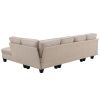 104.3*78.7" Modern L-shaped Sectional Sofa,7-seat Linen Fabric Couch Set with Chaise Lounge and Convertible Ottoman for Living Room,Apartment,Office,3