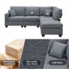 89.8*60.2" Modern Sectional Sofa,5-Seat Modular Couch Set with Convertible Ottoman,L-Shape Linen Fabric Corner Couch Set with 2 Pillows for Living Roo