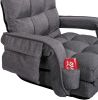 Lazy Sofa Bed Fold Floor Chair Soft Sleeper In Home Lounger Recliner 6-Position Adjustable with Armrests Pillow Dark Gray