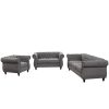 Modern three-piece sofa set with solid wood legs, button-down tufted backrest, Dutch velvet upholstered sofa set including three-seater sofa, two-seat