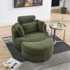 39"W Oversized Swivel Chair with moon storage ottoman for Living Room, Modern Accent Round Loveseat Circle Swivel Barrel Chairs for Bedroom Cuddle Sof