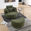 39"W Oversized Swivel Chair with moon storage ottoman for Living Room, Modern Accent Round Loveseat Circle Swivel Barrel Chairs for Bedroom Cuddle Sof