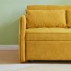 Chenille fabric pull-out sofa bed,sleeper loveseat couch with adjustable armrests-Yellow