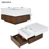 ON-TREND Multi-functional Square 360¬∞Rotating Coffee Table with 2 Drawers, High Gloss 2-Tier Center Table with Swivel Tabletop and Storage, Walnut Ta