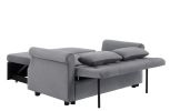 Artemax 55'' Modern Shiny Velvet Convertible Loveseat Sleeper Sofa Couch w/ 2 Lumbar Pillows, Adjustable Pull-Out Bed and Removable Armrest for Nurser