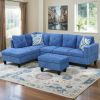 Modern Linen Sectional Couch with Chaise and Ottoman-Large 3 Piece Sofa Set for Living Room-L-Shaped Left-Facing Sofa Furniture-Wood Frame-Sectional S