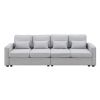 [VIDEO provided] [New] 104" 4-Seater Modern Linen Fabric Sofa with Armrest Pockets and 4 Pillows,Minimalist Style Couch for Living Room, Apartment, Of