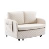 COOLMORE Convertible Sleeper Sofa Bed, Modern Velvet Loveseat Couch with Pull Out Bed, Small Love Seat Futon Sofa Bed with Headboard, 2 Pillows & Side