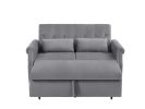 Artemax 55'' Modern Shiny Velvet Convertible Loveseat Sleeper Sofa Couch w/ 2 Lumbar Pillows, Adjustable Pull-Out Bed and Removable Armrest for Nurser