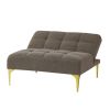 Convertible sofa bed single chair futon with gold metal legs teddy fabric