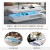 LED Coffee Table with Storage, Modern Center Table with 2 Drawers and Display Shelves, Accent Furniture with LED Lights for Living Room