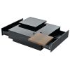 U-Can Movable Top Coffee Table, Modern Square Wood Coffee Table with High Gloss finish, 4 Hidden Storage Drawers for Living Room