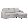 Pull Out Sofa Bed Modern Padded Upholstered Sofa Bed ; Linen Fabric 3 Seater Couch with Storage Chaise and Cup Holder ; Small Couch for Small Spaces