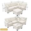 89.8*60.2" Modern Sectional Sofa,5-Seat Modular Couch Set with Convertible Ottoman,L-Shape Linen Fabric Corner Couch Set with 2 Pillows for Living Roo