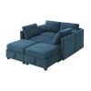 109*54.7" Chenille Modular Sectional Sofa,U Shaped Couch with Adjustable Armrests and Backrests,6 Seat Reversible Sofa Bed with Storage Seats for Livi