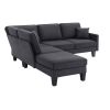 90*88" Terrycloth Modern Sectional Sofa,5-Seat Practical Couch Set with Chaise Lounge,L-Shape minimalist Indoor Furniture with 3 Pillows for Living Ro