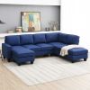 104.3*78.7" Modern L-shaped Sectional Sofa,7-seat Linen Fabric Couch Set with Chaise Lounge and Convertible Ottoman for Living Room,Apartment,Office,3