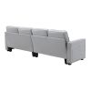 [VIDEO provided] [New] 104" 4-Seater Modern Linen Fabric Sofa with Armrest Pockets and 4 Pillows,Minimalist Style Couch for Living Room, Apartment, Of