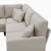 90*88" Terrycloth Modern Sectional Sofa,5-Seat Practical Couch Set with Chaise Lounge,L-Shape minimalist Indoor Furniture with 3 Pillows for Living Ro