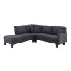 90*88" Terrycloth Modern Sectional Sofa,5-Seat Practical Couch Set with Chaise Lounge,L-Shape minimalist Indoor Furniture with 3 Pillows for Living Ro