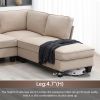 104.3*78.7" Modern L-shaped Sectional Sofa,7-seat Linen Fabric Couch Set with Chaise Lounge and Convertible Ottoman for Living Room,Apartment,Office,3