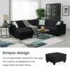 112*87" Sectional Sofa Couches Living Room Sets, 7 Seats Modular Sectional Sofa with Ottoman, L Shape Fabric Sofa Corner Couch Set with 3 Pillows