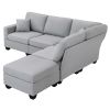 89.8*60.2" Modern Sectional Sofa,5-Seat Modular Couch Set with Convertible Ottoman,L-Shape Linen Fabric Corner Couch Set with 2 Pillows for Living Roo