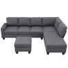 104.3*78.7" Modern L-shaped Sectional Sofa,7-seat Linen Fabric Couch Set with Chaise Lounge and Convertible Ottoman for Living Room,Apartment,Office,3