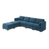 109*54.7" Chenille Modular Sectional Sofa,U Shaped Couch with Adjustable Armrests and Backrests,6 Seat Reversible Sofa Bed with Storage Seats for Livi