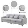 [VIDEO provided] [New] 104" 4-Seater Modern Linen Fabric Sofa with Armrest Pockets and 4 Pillows,Minimalist Style Couch for Living Room, Apartment, Of